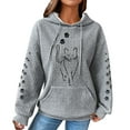 thumbnail image 1 of Womens Hooded Sweatshirt Pullover Cat Hoodies with Front Pocket Sweatshirts Tops Waffle Knitted Sweatshirts Loose Casual Long Sleeve Tops Hooded Blouse Shirts, 1 of 4