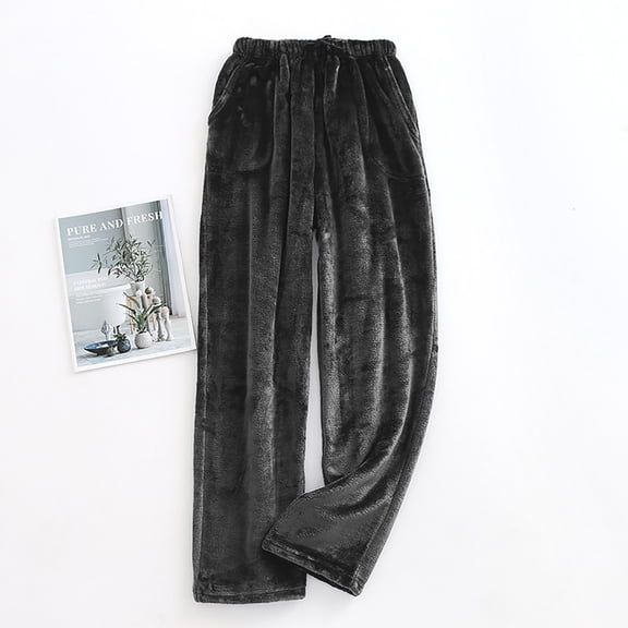 Womens Plush Pajama Pants Drawstring Fuzzy Flannel Pj Pants Lounge Bottoms Sleepwear Velvet Home Pants with Pockets