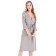 thumbnail image 1 of Clearance Womens Robe Lightweight Kimono Robes Short Knit Bathrobe Soft Sleepwear Ladies Loungewear,Knee Length Long Sleeve Pajamas Robe with Pockets Casual Nightwear,S-XXL Gray, 1 of 7