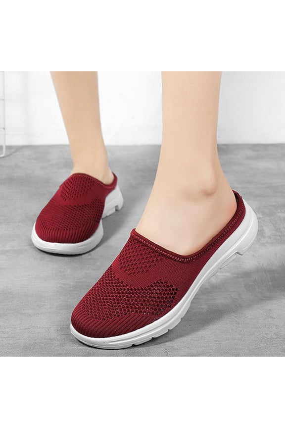 Clearance Womens Sandals Under $10.00,AXXD Women's Shoes Color Flat Sandals Comfortable Two Wear Beach Shoes Easy To Put On And Take Off Slippers for Girls' Easter Outfits Red 6