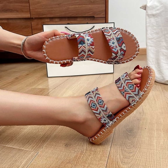 Clearance Womens Sandals, Xunlbb Women's Fashion Casual One-Strap Lightweight Spring And Summer New Breathable Flat Sandals(Red,Size:40)