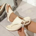 thumbnail image 1 of Clearance Womens Sandals, Xunlbb Women's Fashion Casual Summer New Open Toe Retro Solid Color Sandals Hollow One-Line Wedge Heel Slippers(White,Size:36), 1 of 9