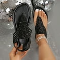 thumbnail image 1 of Clearance Womens Sandals, Xunlbb Women's Fashion Casual Summer New Sequined Flat Elastic Clip-Toe Color Matching Beach Sandals(Black,Size:36), 1 of 6