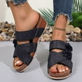 thumbnail image 1 of Clearance Womens Sandals, Xunlbb Women's Fashion Casual Summer New Style Solid Color One-Line Flower Outer Wear Beach Sandals Wedge Heel Thick Bottom Slippers(Black,Size:36), 1 of 9