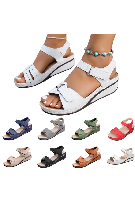 Clearance Womens Sandals, Xunlbb Women's New Summer Fashion Breathable Lace Bun Strap Wedge Sandals(White,Size:40)