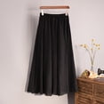 thumbnail image 1 of on Clearance Womens Skirt Elastic High Waist Long Maxi Skirt Women's Summer New High Waist Cool And Comfortable A-line Skirt Large Size Temperament Elastic Waist Mid Length Skirt Ndbuld,Black, 1 of 5