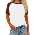 thumbnail image 1 of Clearance Womens Tops Under 10 Dollars Cute Top, Women's 2025 Summer Tops Raglan Color Block Short Sleeve T Shirts Basic Crewneck Loose Casual Stretchy Tees Blouse, 1 of 5