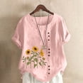 thumbnail image 1 of Clearance Womens Tops Size Xl,AXXD Summer Oversize Casual Round-Neck Short Sleeve Flower Printing Loose Shirt Tops Pink 14, 1 of 5