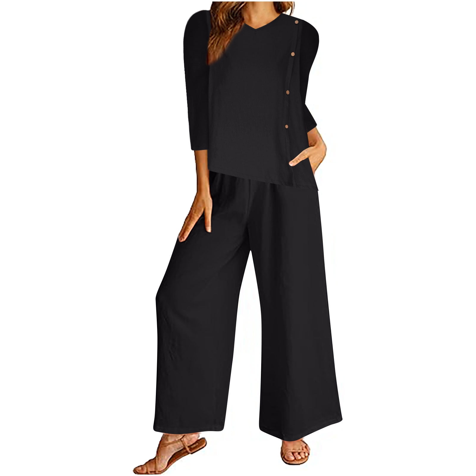 Women's Solid Color 2-Piece Set