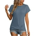 thumbnail image 1 of Womens Waffle Twist Knot Tops Summer Basic Short Sleeve Crew Neck T Shirts Casual Loose Going Out Dressy Blouse, 1 of 3