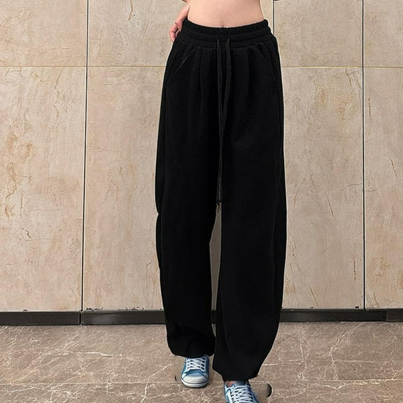 Womens Wide Leg Sweatpants Casual Loose High Waisted Joggers Pants Comfy Lounge Baggy Sweatpants with Pockets