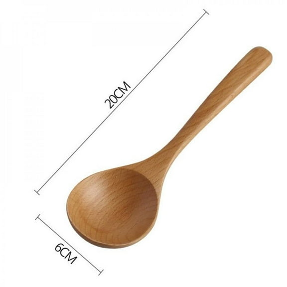 Clearance!!Wood Spoon Long Handle Solid Wood Soup Spoon Big Wooden Spoon