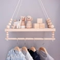 thumbnail image 1 of Clearance!Wooden Beads Wall Hanging Shelf Swing Rope Floating Shelves Display Storage Rack Decor For Home, Office, Cafe, 1 of 6