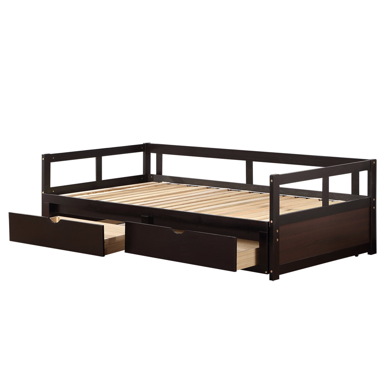 Clearance!Wooden Daybed with Trundle Bed and Two Storage Drawers