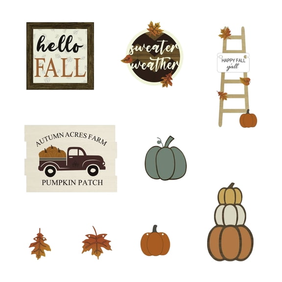 Wooden Halloween Tiered Tray Decor Set,with Pumpkin,Car,Ladder Decor,Halloween House Party Decoration,Decorating Your Table Tray and Party Stands