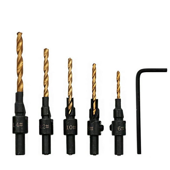 Clearance Woodworking Tools under $5,Set Countersink Bit Drilling Woodworking Drill Drill Pilot Holes 5Pcs Tools & Home Improvement