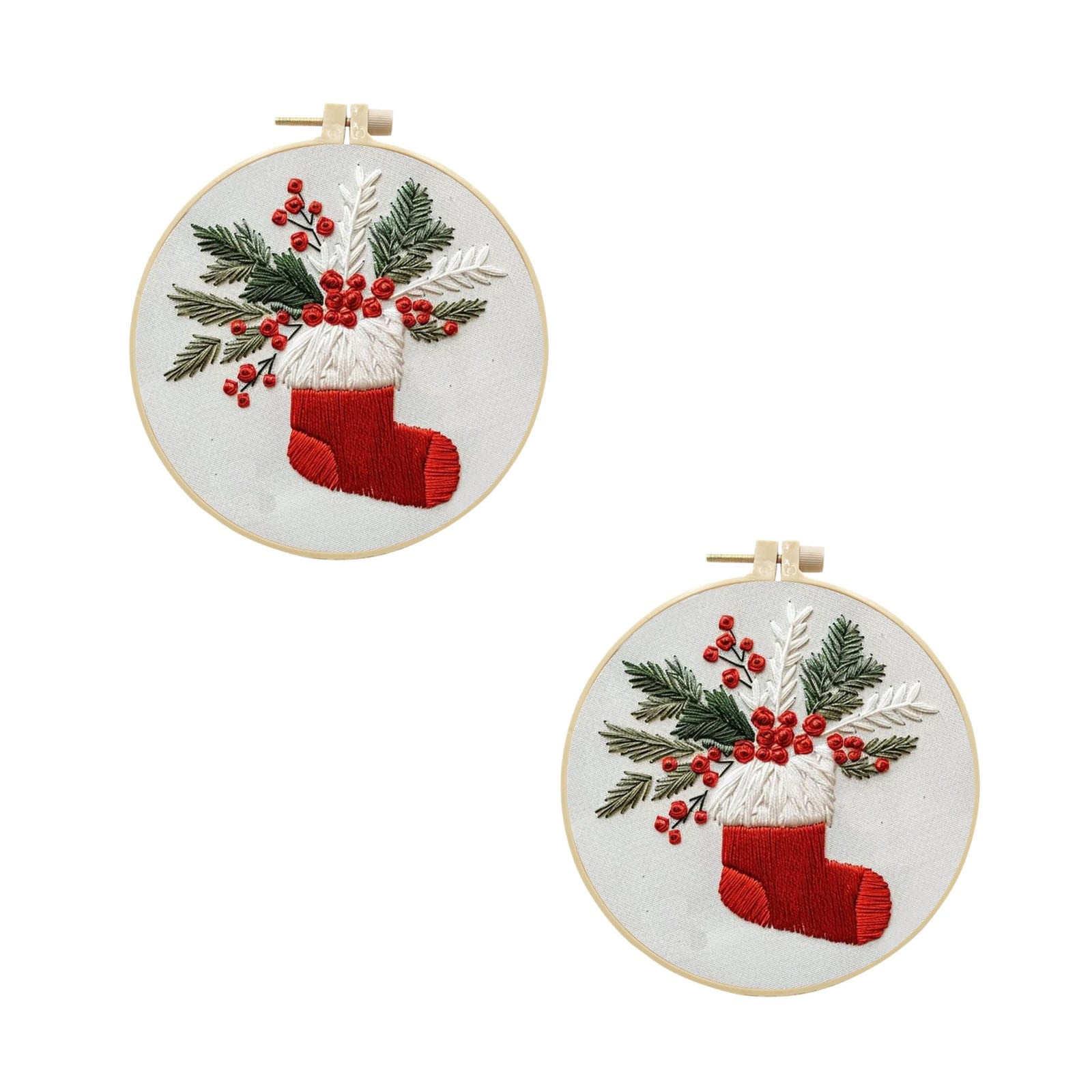 Clearance Woolen Needle 2Pcs Christmas Embroidery Kit Adults Kids Diy