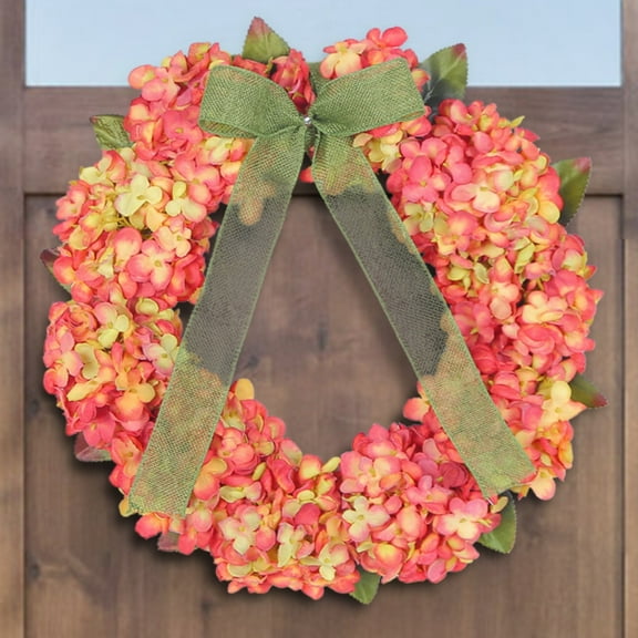 Clearance Wreath under $15,Thanksgiving Fall Wreath Autumn Yellow Red Orange Leaves Wreath Holiday For Front Door Hanging Porch Home Window Wall Farmhouse Indoor Outdoor Yellow Red