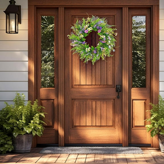 Clearance Wreath under $20,Spring Wreaths For Front Door Welcomes Summer Flowers Weather Proof Green Year Round Wreath Home Rural Outdoor Interior Decoration Home Decor