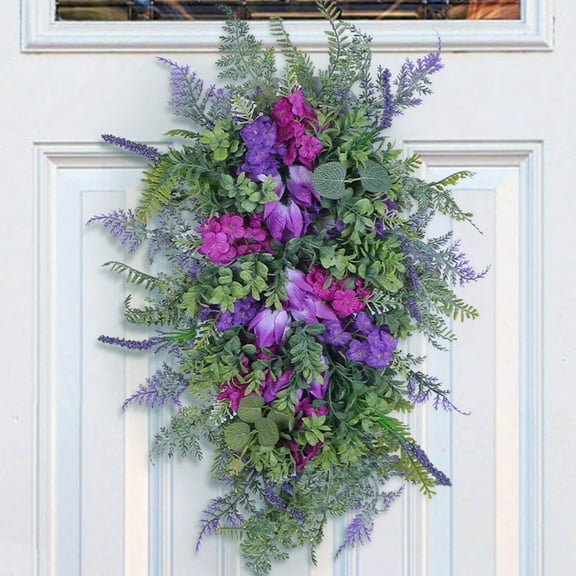Clearance Wreath under $10,Spring Summer Front Door Teardrop Wreath Artificial Floral Wreath For Home Decor