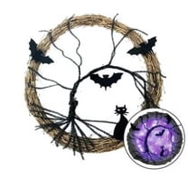 Clearance Wreath under $15,Halloween Decorations Bat Wreath Holiday Atmosphere For Front Door Wall Decoration (40cm)