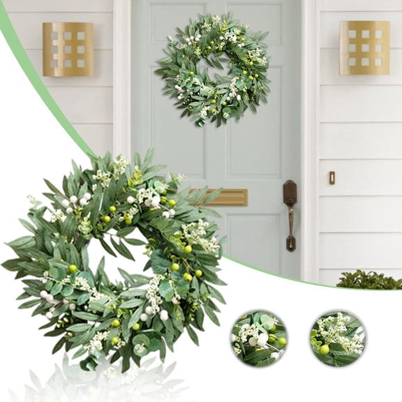 Clearance Wreath under $20,2025 Hot Spring And Summer Simulation Flower Wreath Olive Berry Front Door Hanging Home Decoration