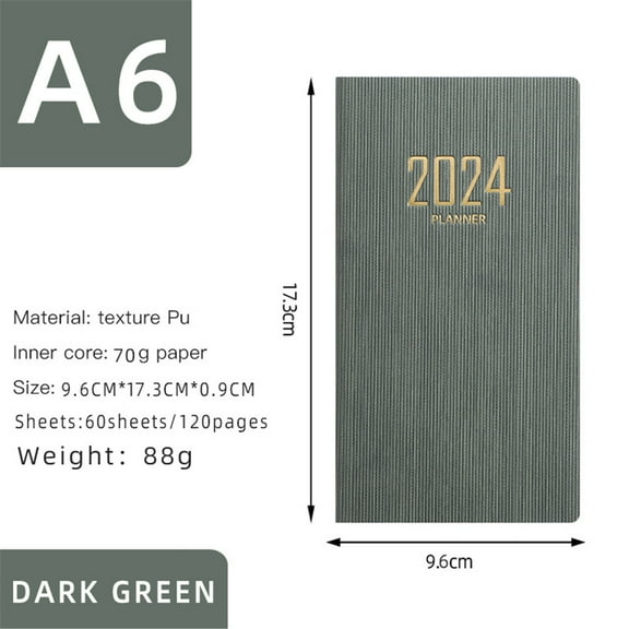 Clearance!XEOVHV 2024 Pocket Calendar Weekly and Monthly Planner for Purse,A6 English Planner Faux Leather Hardcover 180 Pages Ink-Proof Paper Mini Journal Dairy Pocket Notebook Student Supplies