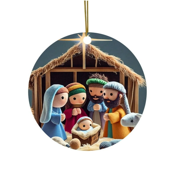 Clearance!XEOVHV Christmas Nativity Scene Ornaments, Christmas Acrylic 3D Hanging Ornament Pendant for Xmas Tree Birth of Jesus Christian Decor Religious Gift for Family Friends and Christian