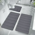 thumbnail image 1 of Clearance!XEOVHV Memory Foam Bath Mat Set, Bathroom Rugs for 3 Pieces, Toilet Mats, Soft Comfortable,Water Absorption, Non-Slip, Thick, Machine Washable, Easier to Dry for Floor Mats,Dark Gray, 1 of 9