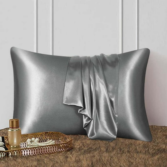Clearance!XEOVHV Mulberry Silk Pillowcase for Hair and Skin Standard Size 20"X 30" with Hidden Zipper Soft Breathable Smooth Cooling Pillow Covers for Sleeping(Dark Gray,1Pcs)