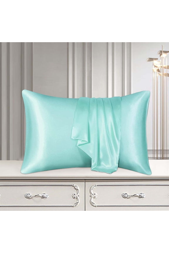 Clearance!XEOVHV Mulberry Silk Pillowcase for Hair and Skin Standard Size 20"X 30" with Hidden Zipper Soft Breathable Smooth Cooling Pillow Covers for Sleeping(Light blue,1Pcs)