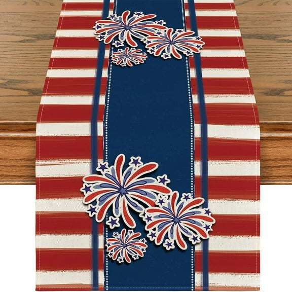 Clearance!XEOVHV New Independence Day Table Flag Patriotic Dwarf Truck Pattern Table Cloth Table Decoration Strip Scarf,Independence Day Home Decor
