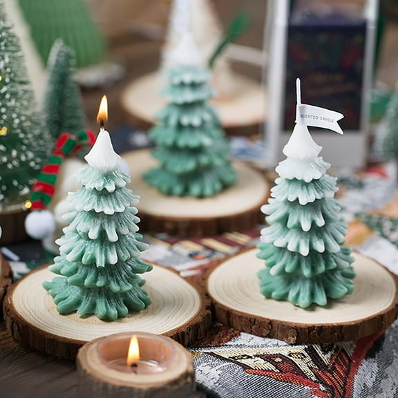 (Clearance) XIANXIAN Christmas Decorations Indoor - Christmas Tree Cedar Forest Candles - Farmhouse Rustic Xmas Decor for Party Room Table Decor - Xmas Gifts for Women Girls Holiday Birthday