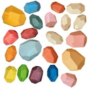 (Clearance) XIANXIAN Gupgi Wooden Building Blocks Set Lightweight Natural Balancing Blocks Colored Wooden Stones Stacking Game Rock Blocks Educational Puzzle Toy (21pcs, Multicolor)