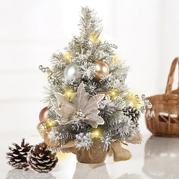 (Clearance) XIANXIAN Mini Christmas Tree, Tabletop Small Christmas Tree Green Prelit Artificial Xmas Tree with Xmas Ornaments Gold Decor Christmas Decorations Indoor Outdoor for Home Party