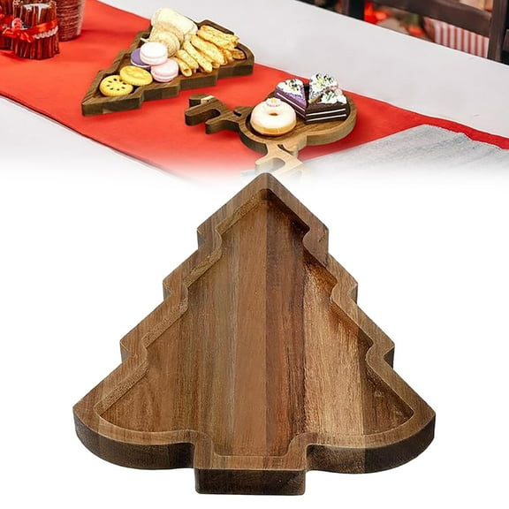(Clearance) XIANXIAN Wooden Appetizer Tray, Christmas Tree Shaped Charcuterie Board Xmas Wooden Serving Plate Fruit Bowl Xmas Tree Sushi Plate Holiday Dessert Platter Snack Dishes