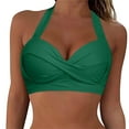 thumbnail image 1 of Clearance！！ XLZWNU Tummy Control Swimsuits Women Lace Up Swimwear Tops Underwire Full Coverage Bikini Top Push Up Swim Crop Top Tie Back Bathing Suit Tops Green M, 1 of 4