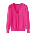 thumbnail image 1 of XYBOMB Crochet Tops,V Neck Tops Women's Lightweight V Neck Button down Cardigan Sweater (Available in Plus Size),Lightweight Cardigans,Kimonos for Women Hot Pink 3XL, 1 of 2