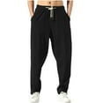 Clearance Xuniizn Linen Pants Men Plus Size Elastic Waist Drawstring