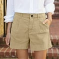 thumbnail image 1 of Clearance!,Xunlbb Women Solid Summer Casual Pleated High Waistband Pocket Shorts ,Khaki XL, 1 of 8
