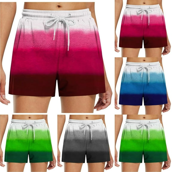 Clearance!,Xunlbb Women's Fashion High Waist Non Stretch Printed Casual Shorts ,Red 2 XL