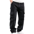 thumbnail image 1 of Clearance YLSDY Mens Cargo Pants Classic Fit Pants Cotton Mens Work Pants Casual Elastic Waist Men Pants Multi Pcckets Black 18, 1 of 9