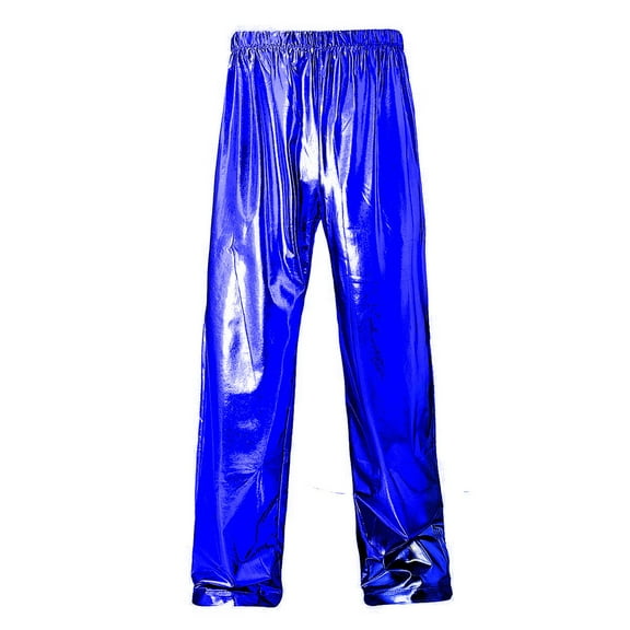 YLSDY Mens Metallic Pants Disco Outfit Drawstring Waistband Stylish Trousers Sequin Joggers with Pockets Blue L