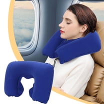 Clearance!YOBOLK Neck Pillow Comfortable Travel Neck Pillow PVC Flocked U Shaped Cushion for Aviation Outdoor Home Use Portable Inflatable Cervical Support Pillow with Soft Velour Cover Pillows