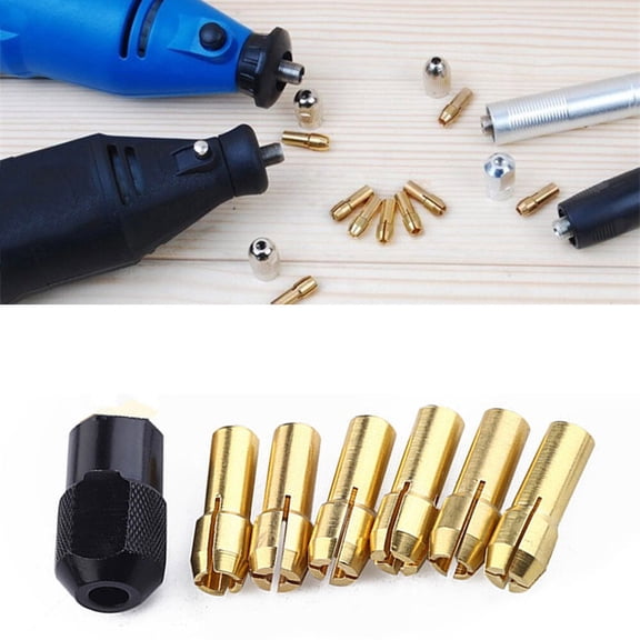 Clearance YOHOME 7 Pcs/set Brass Drill Chucks Collet Bits 1-3.2mm Shank Screw Nut Dremel Rotary Gold