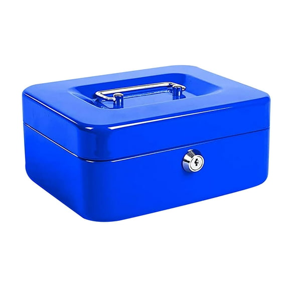 Clearance! YOHOME Cash Box with Key Lock, Double Metal Portable Cash Box and 2 Security Keys