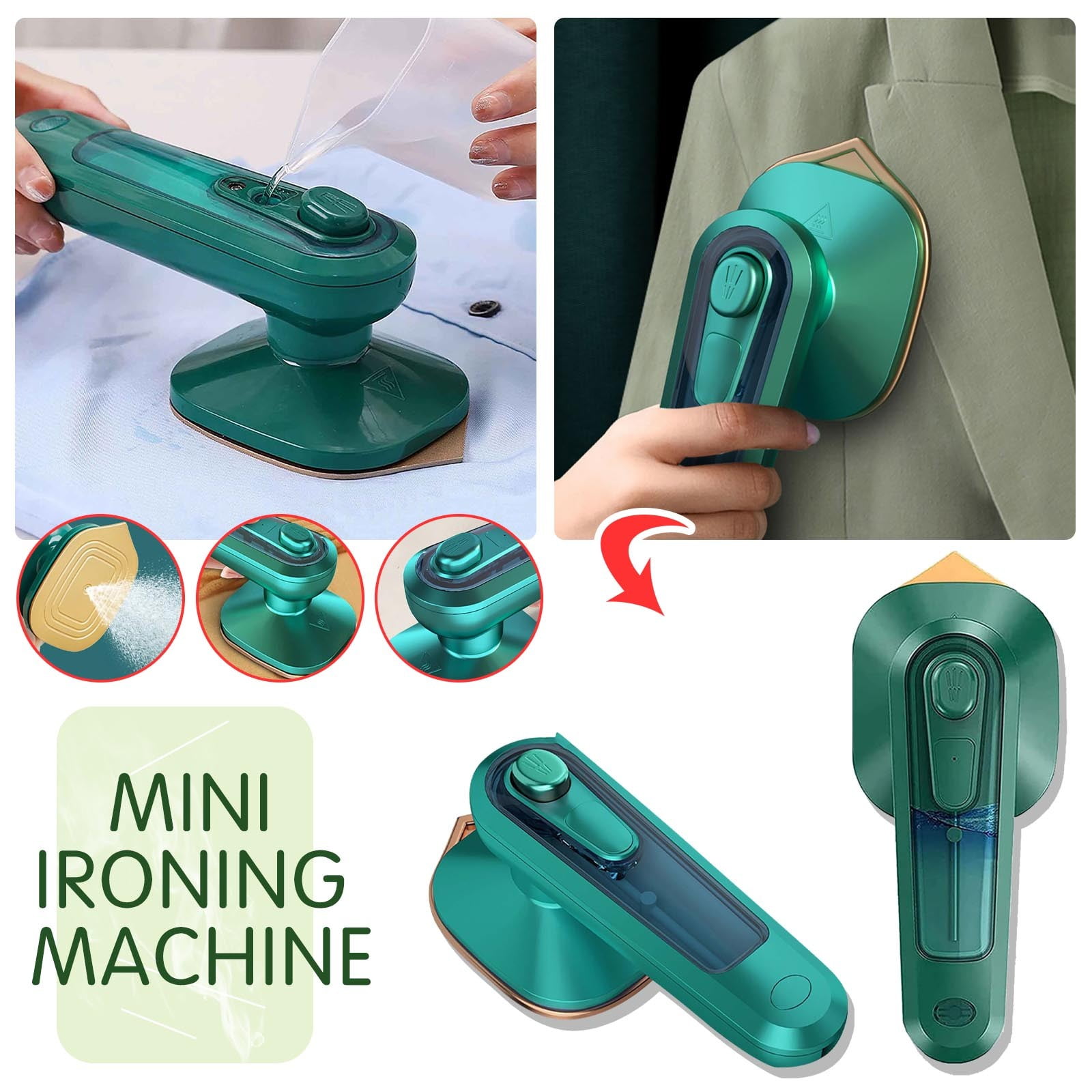  Portable Mini Ironing Machine, Upgrade Handheld Steam Iron,  Lightweight Wet and Dry Ironing Machine, Travel Garment Steamer for Fabric  Clothes, Good for Home and Travel (Beige) : Home & Kitchen