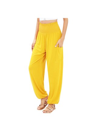 its basic Women's Lemon Yellow Color Elastic Waist and Leg Jogger Fit Cargo  Pants - Trendyol