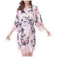 Clearance YOKIUYI Women Simulation Silk Print Bride Robe Fashion Gown