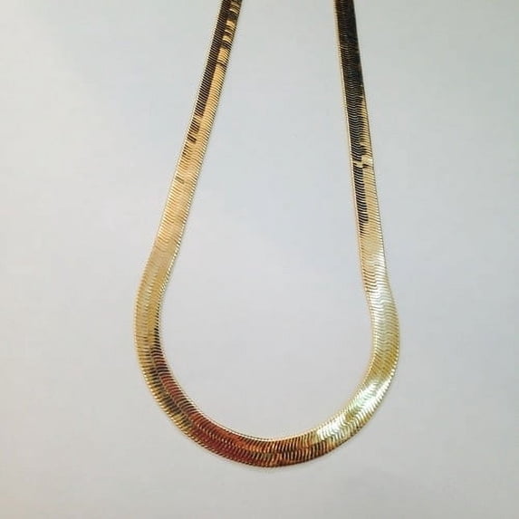 YTTAL Solid 14K Gold 5MM Herringbone Chain 18" Gold Plated Necklace